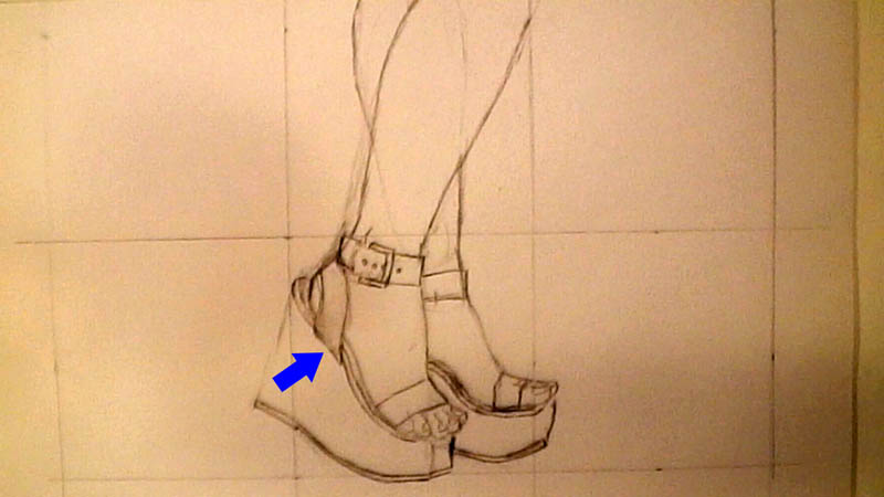 06 drawing wedge high heels straps