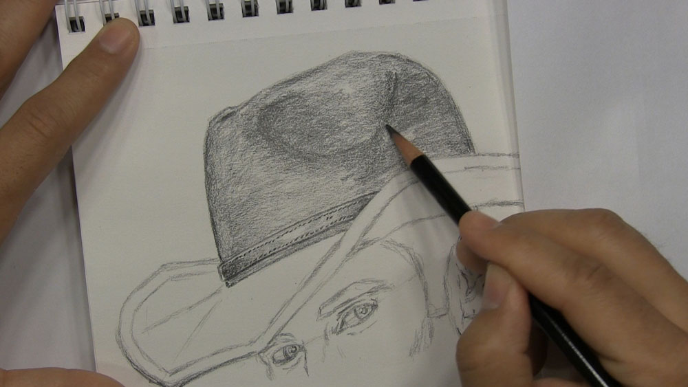 this creates a 3d appearance and demonstrates that the brim is creating a shadow on the crown of the cowboy hat